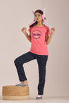 Sweet Moon Knit Cotton Pyjama Set - Navy Lightpink — thumbnail 1